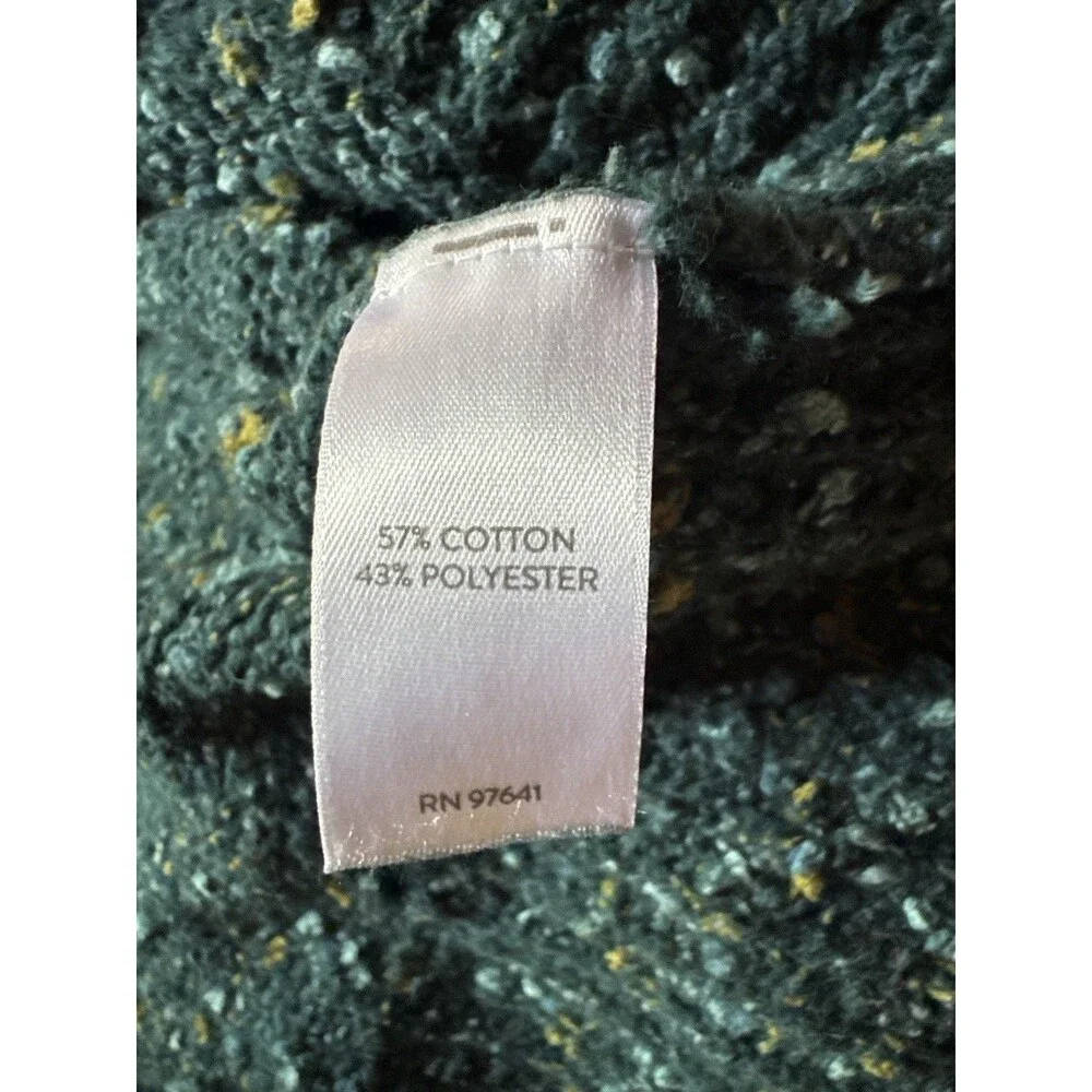 J Jill Women’s Turtleneck Sweater M Teal Green Tweed Speckled Cotton Blend - Picture 4 of 6
